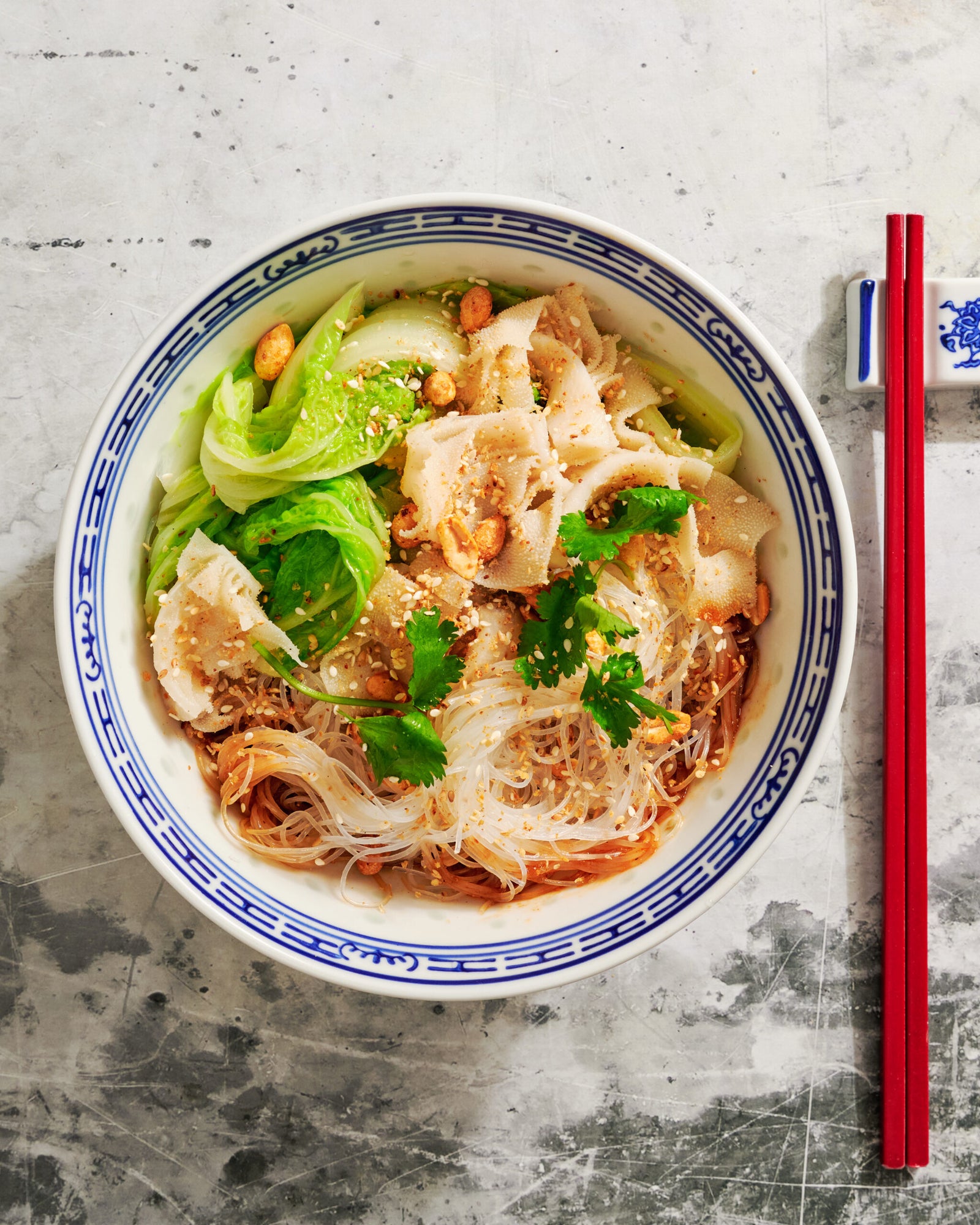 Laoso Pekino „Baodu“ receptas (tripe su mung pupelių makaronais)